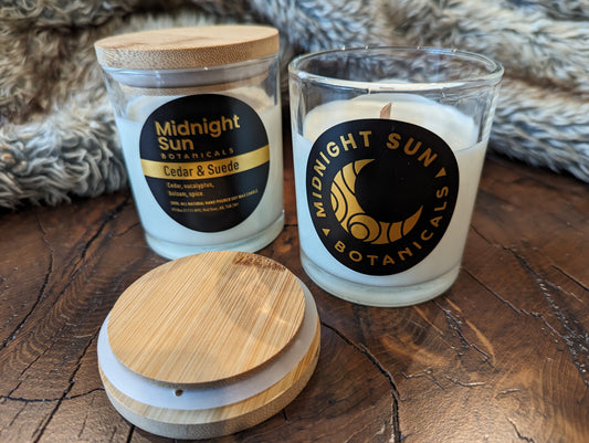 Cedar & Suede All Natural Hand Poured Soy Candle.